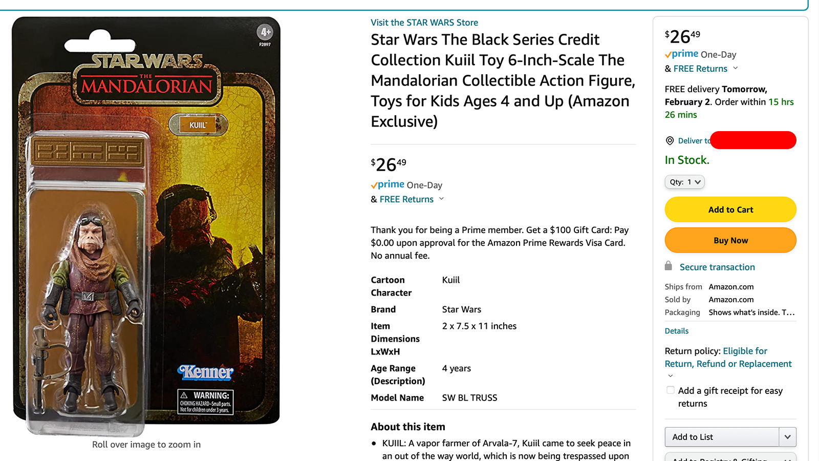 In Stock At Amazon - Exclusive The Black Series 6-Inch Credit Collection Kuiil Figure