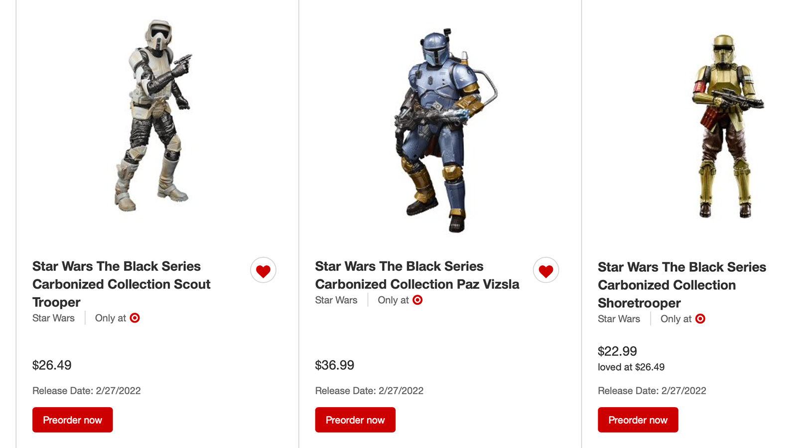 Release Date Update 2/27 - Target’s Exclusive TBS 6-Inch Carbonized Scout Trooper, Paz Vizsla, And Shoretrooper