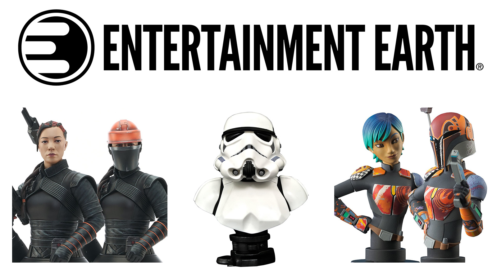Preorder At Entertainment Earth - Diamond Select Star Wars Busts - Fennec Shand, Stormtrooper, And Sabine