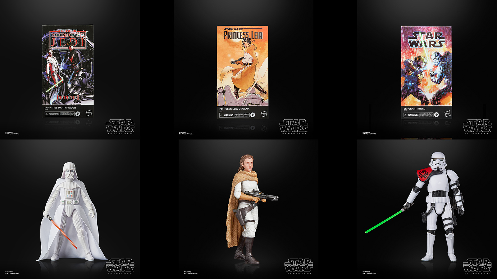 Hasbro Press Release - Fan Channel Exclusive TBS 6-Inch Leia, Sergeant Kreel, And Darth Vader Comic Sets