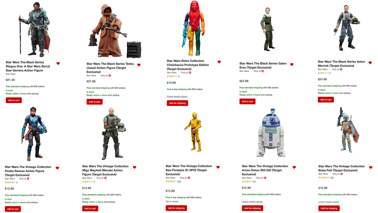 In Stock At Target.com - 9 Exclusives From TVC, TVC Droids, Retro, And TBS 6-Inch - Also Deluxe Saw Gerrera