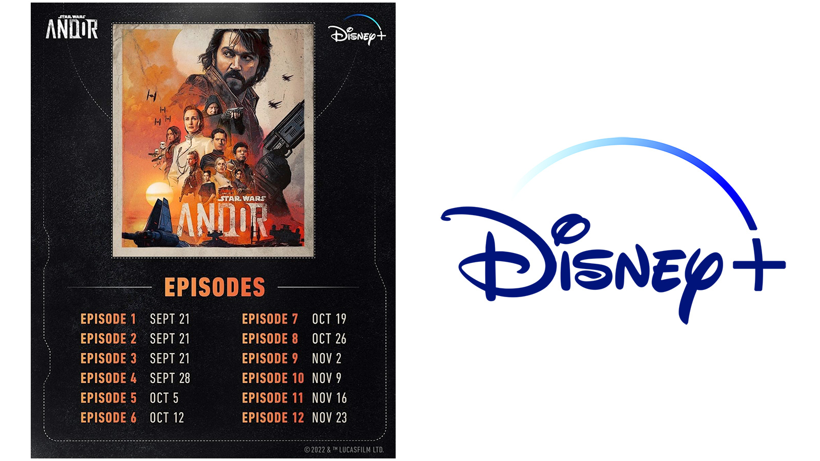 Release Dates For All 12 Episodes Of The Disney+ Star Wars Andor Series