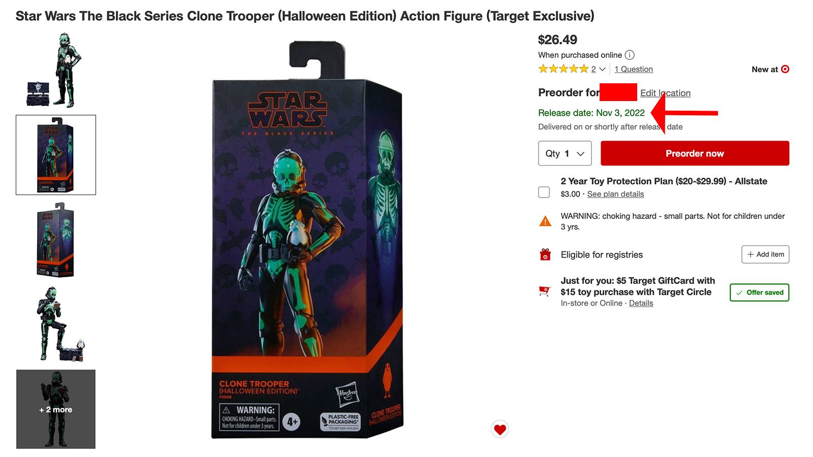 Target Posts Release Date For Exclusive The Black Series 6-Inch Clone Trooper (Halloween Edition)