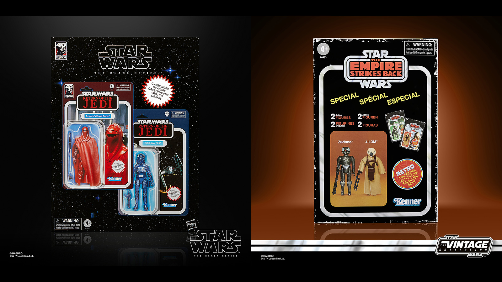 Amazon’s Exclusive TBS 6-Inch Carbonized Royal Guard & Pilot Set And Retro 4-LOM & Zuckuss 2-Pack