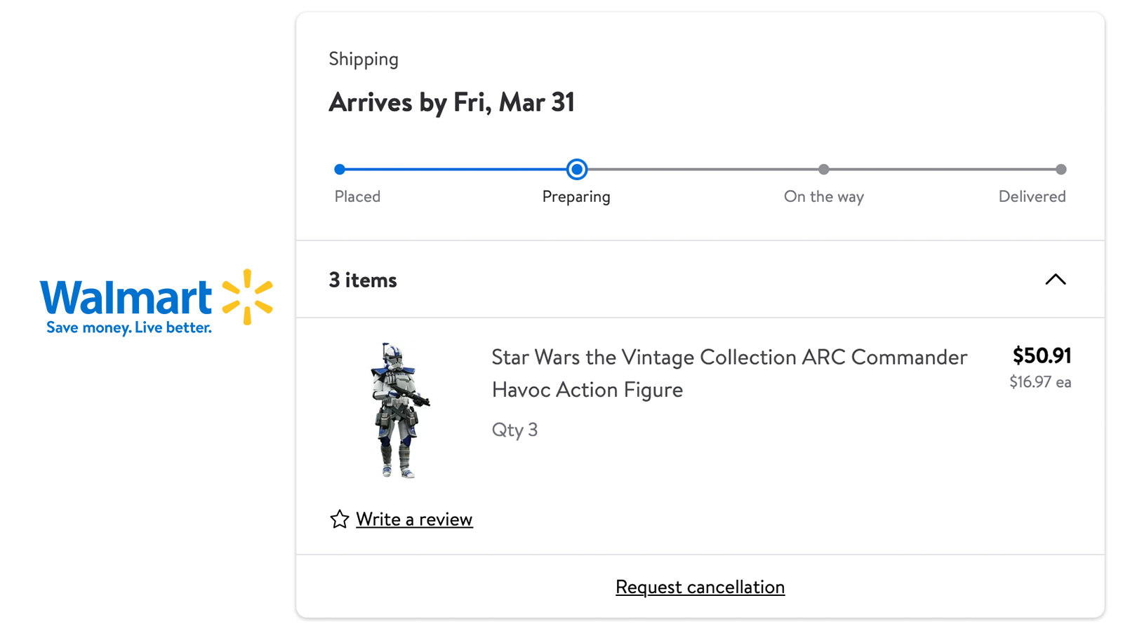 Preparing To Ship From Walmart - Exclusive TVC 3.75-Inch ARC Commander Havoc - Get Ready For Disappointment