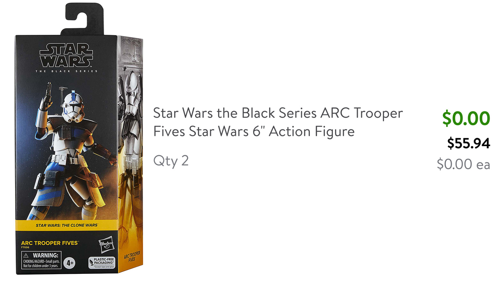 System Error Or Cancellations Coming For Walmart’s Exclusive TBS 6-Inch ARC Trooper Fives?