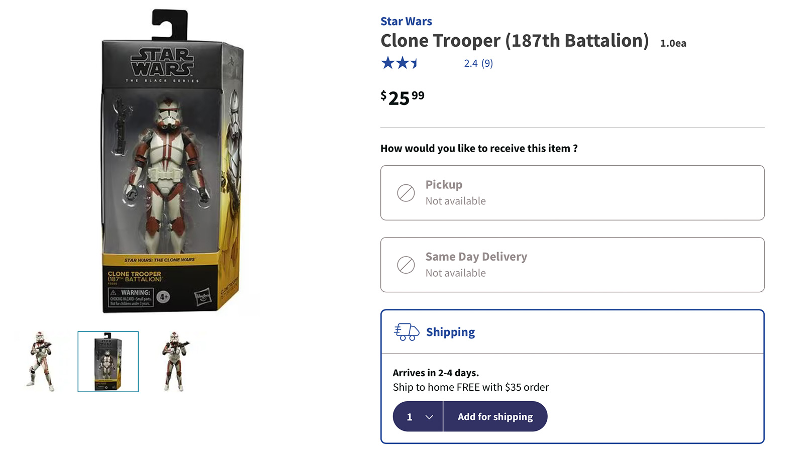Back In Stock - Walgreens Exclusive TBS 6-Inch Clone Trooper (187th Battalion)