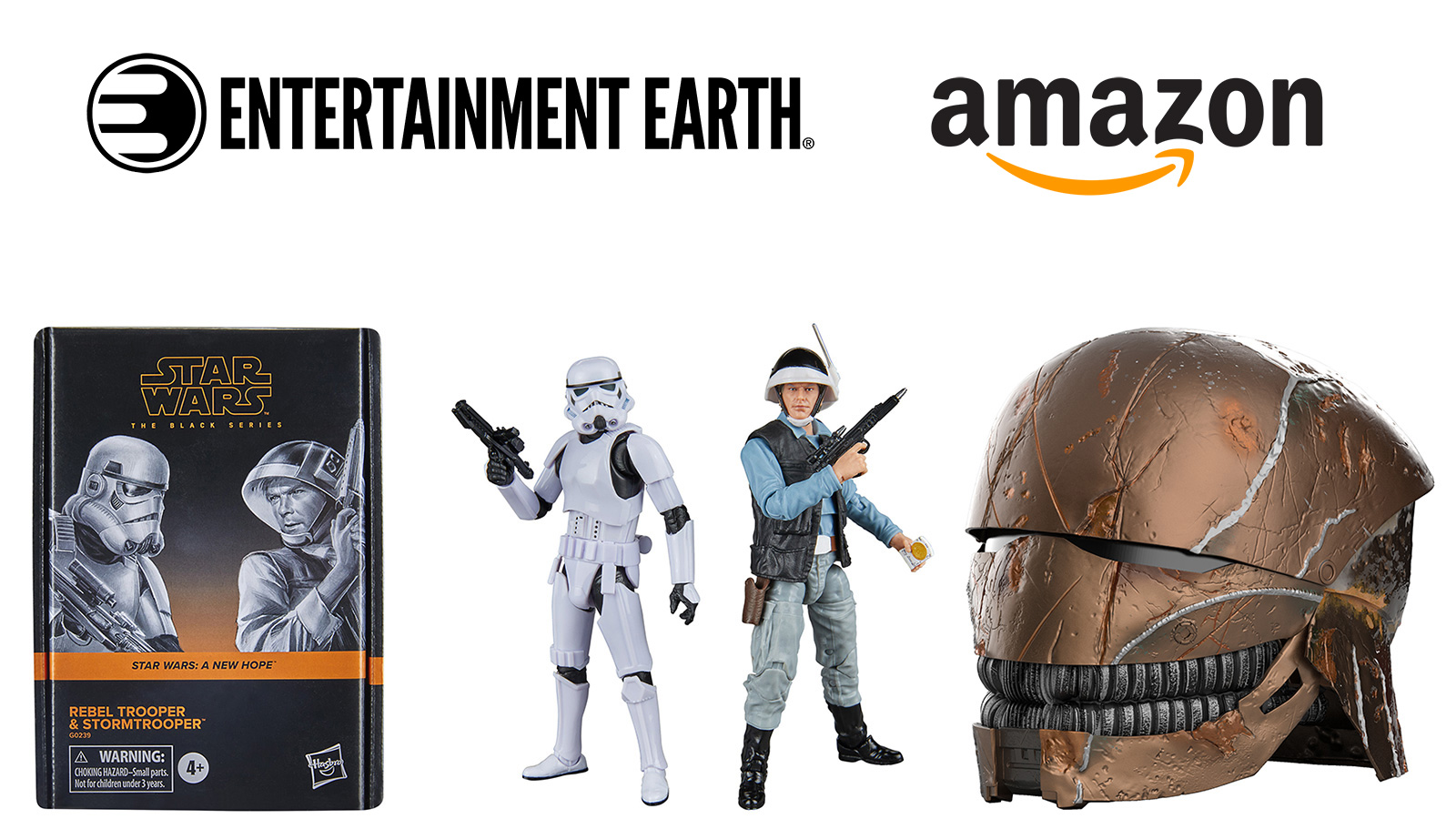 Preorder Now At Amazon And Entertainment Earth - TBS Rebel Trooper & Stormtrooper Set And The Stranger Helmet