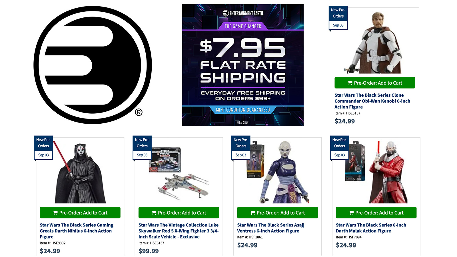 Preorder Now At Entertainment Earth! Re-Issued TBS Nihilus, Ventress, Malak, Kenobi, & TVC Luke’s X-Wing