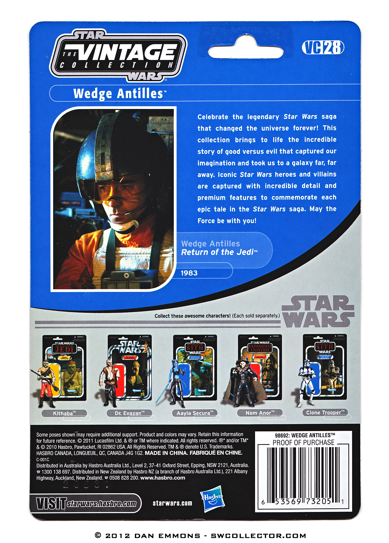 The Vintage Collection - VC28: Wedge Antilles - Variation - Logos Removed From Back Of Card