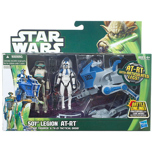 The Clone Wars - Green - Class I Vehicles - 501st Legion AT-RT With ARF Trooper & TX-21 Tactical Droid