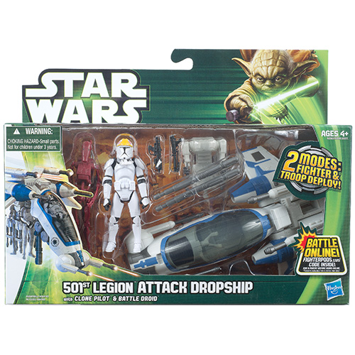 Movie Heroes - Green - Class I Vehicles - 501st Legion Attack Dropship With Clone Pilot & Battle Droid