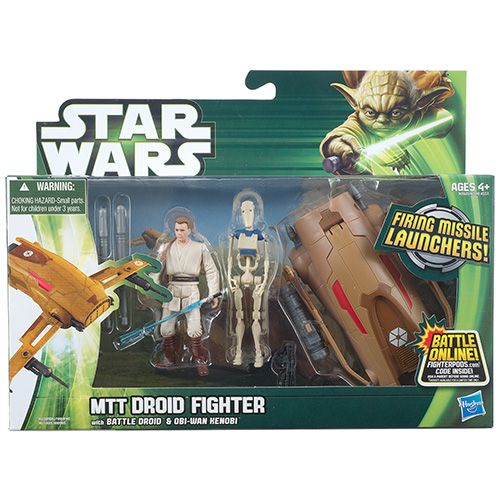 Movie Heroes - Green - Class 1 Vehicles - MTT Droid Fighter With Battle Droid & Obi-Wan Kenobi